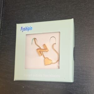 Gold Heart Z Initial Necklace